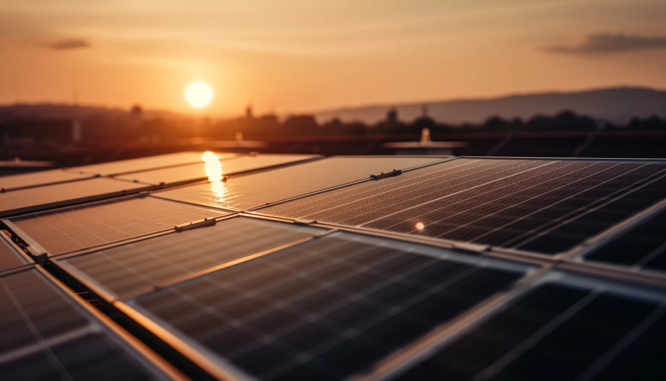 Paneles solares al atardecer